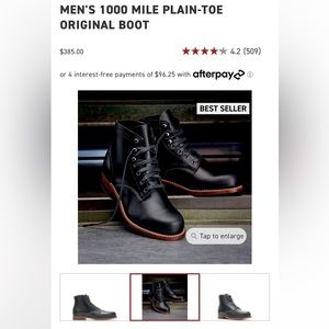 Wolverine 1000 miles plan toe original boot Black Size 10.5